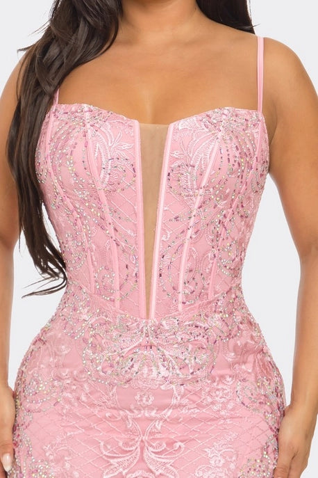 Robe Maxi Brodée avec Strass