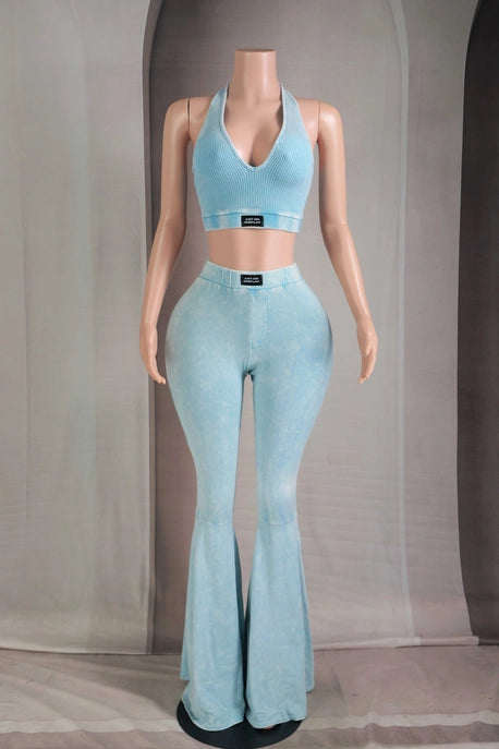 ENSEMBLE HAUT COL AMÉRICAIN ET PANTALON ÉVASÉ OUEST EN LAVAGE MINÉRAL