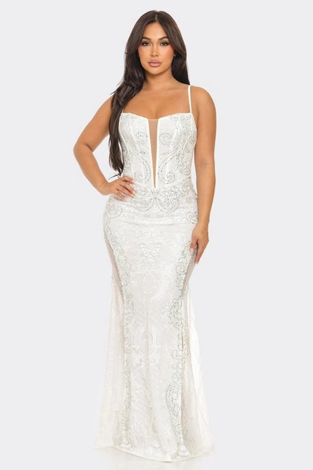 Robe Maxi Brodée avec Strass