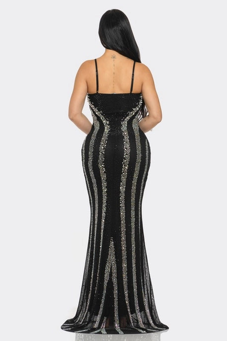 Robe Maxi Miroir Ornée de Strass