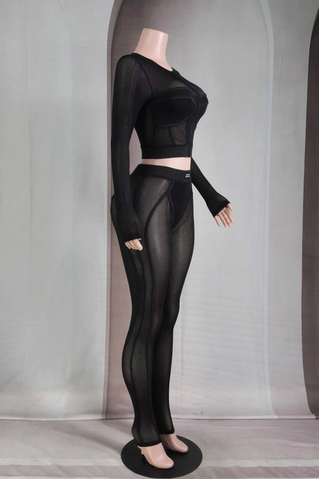 ENSEMBLE MAILLE POPCORN À MANCHES LONGUES ET LEGGING