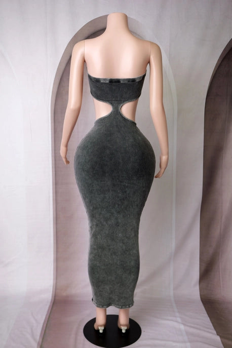 ROBE MAXI BANDEAU PRÈS DU CORPS EFFET MINÉRAL