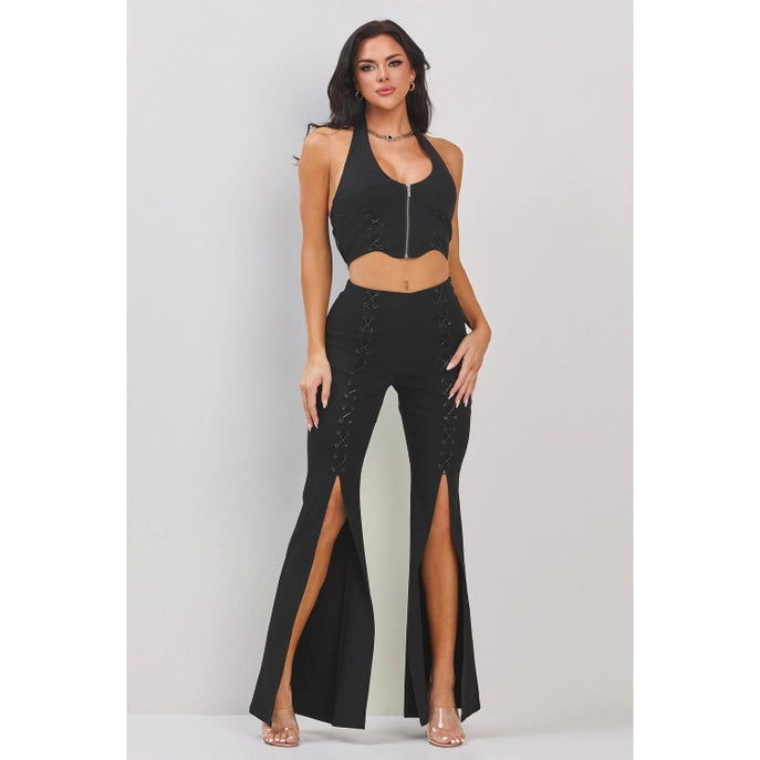 ENSEMBLE HAUT LICOU ET PANTALON FENDU À LACETS