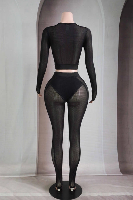 ENSEMBLE MAILLE POPCORN À MANCHES LONGUES ET LEGGING