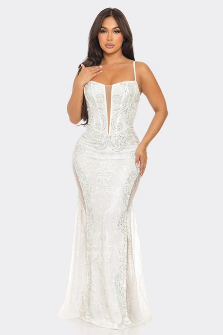 Robe Maxi Brodée avec Strass