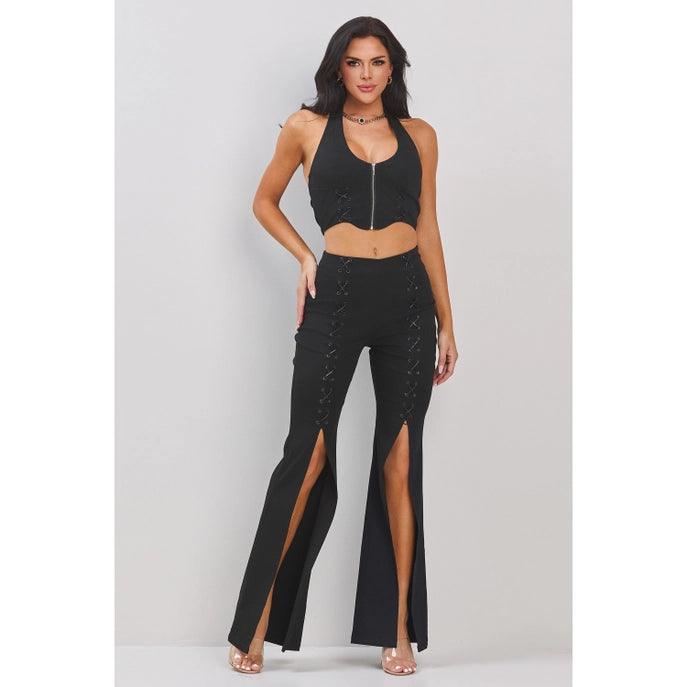 ENSEMBLE HAUT LICOU ET PANTALON FENDU À LACETS