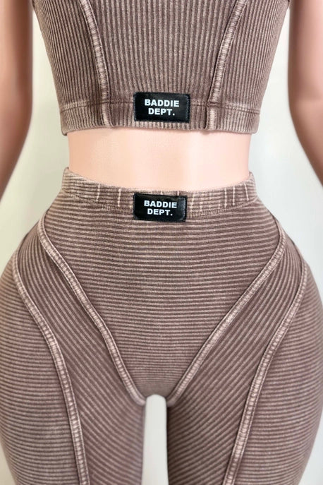 ENSEMBLE HAUT ET LEGGING ÉTIQUETTE SATIN NOIR DÉLAVÉ MINÉRAL