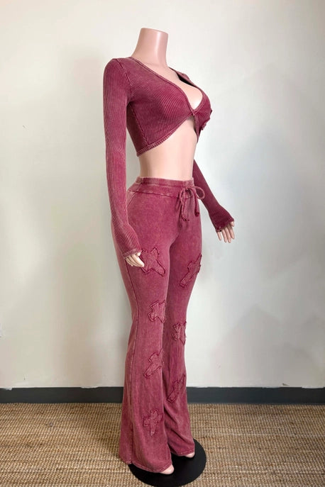 ENSEMBLE HAUT ET PANTALON DÉTAIL CROISÉ LAVAGE MINÉRAL