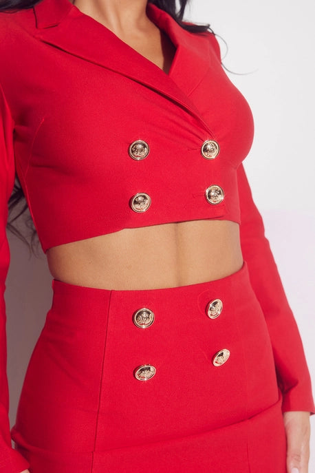 Ensemble blazer et jupe en tissu stretch