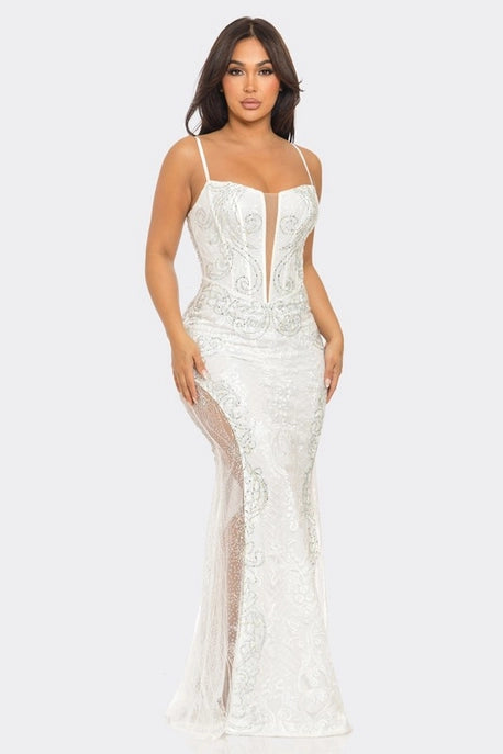 Robe Maxi Brodée avec Strass