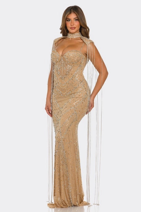 Robe maxi sirène ornée de strass