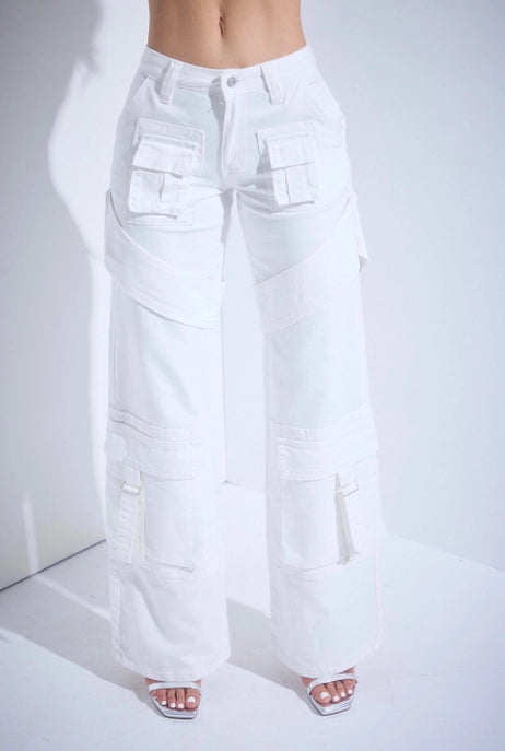 Jeans cargo à jambe droite