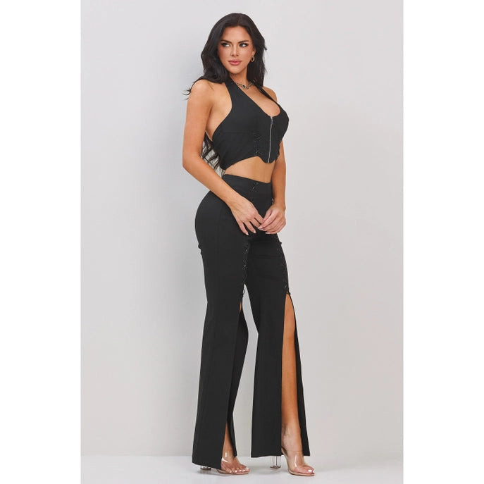 ENSEMBLE HAUT LICOU ET PANTALON FENDU À LACETS