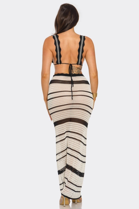 ENSEMBLE 2 PIÈCES AVEC SOUTIEN-GORGE TRICOTÉ ET ROBE MAXI TRICOTÉE