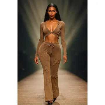 ENSEMBLE HAUT ET PANTALON DÉTAIL CROISÉ LAVAGE MINÉRAL