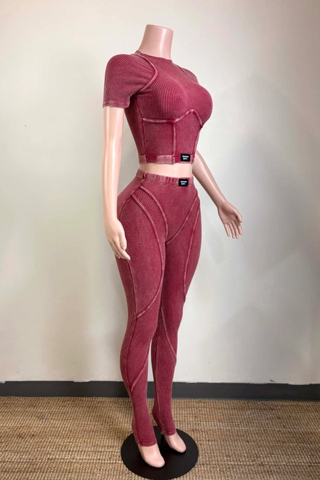 ENSEMBLE HAUT ET LEGGING ÉTIQUETTE SATIN NOIR DÉLAVÉ MINÉRAL
