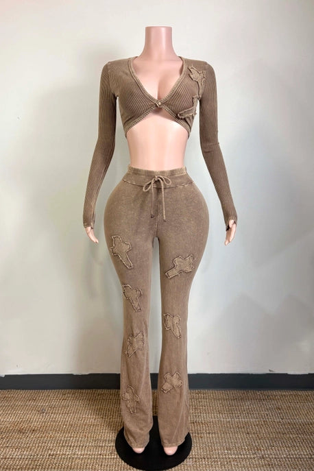 ENSEMBLE HAUT ET PANTALON DÉTAIL CROISÉ LAVAGE MINÉRAL