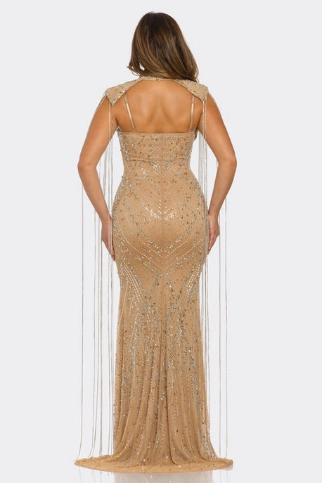 Robe maxi sirène ornée de strass