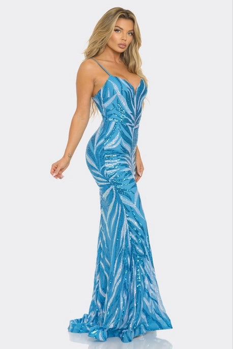 Robe maxi sirène à sequins sans manches