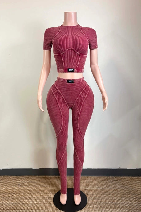 ENSEMBLE HAUT ET LEGGING ÉTIQUETTE SATIN NOIR DÉLAVÉ MINÉRAL