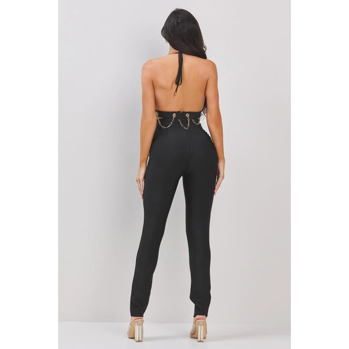 ENSEMBLE HAUT ET PANTALON AVEC CHAÎNE À BANDAGES