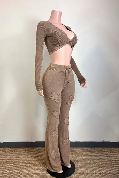 ENSEMBLE HAUT ET PANTALON DÉTAIL CROISÉ LAVAGE MINÉRAL