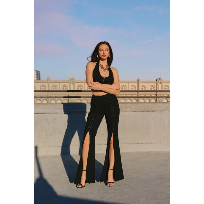ENSEMBLE HAUT LICOU ET PANTALON FENDU À LACETS
