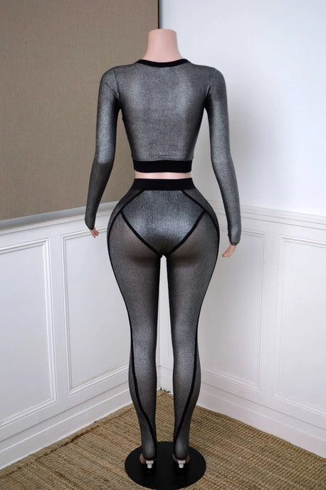 ENSEMBLE MAILLE POPCORN À MANCHES LONGUES ET LEGGING