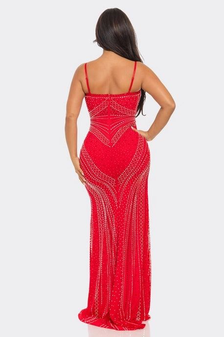 Robe Maxi Découpée avec Strass