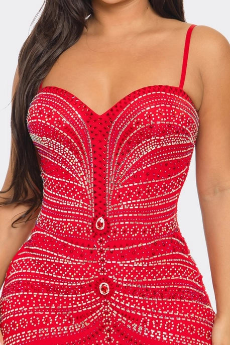 Robe Maxi Découpée avec Strass