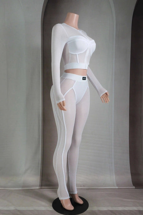 ENSEMBLE MAILLE POPCORN À MANCHES LONGUES ET LEGGING