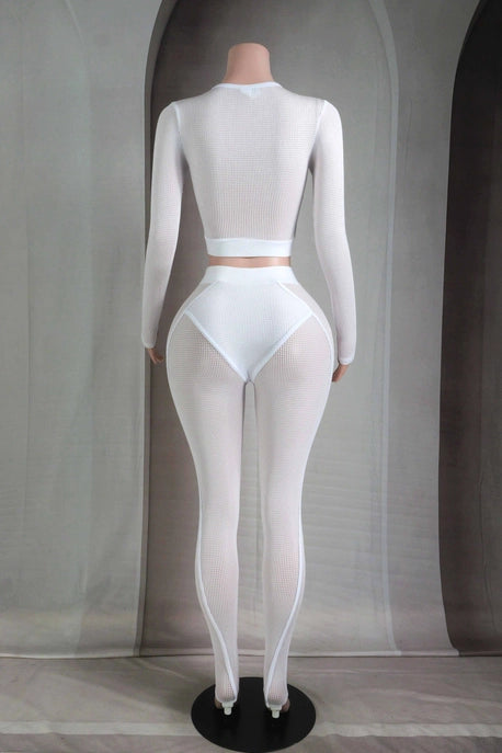 ENSEMBLE MAILLE POPCORN À MANCHES LONGUES ET LEGGING